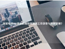 国家电网ERP系统教程如何提高工作效率与数据管理？