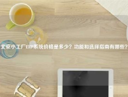 北京小工厂ERP系统价格是多少？功能和选择指南有哪些？