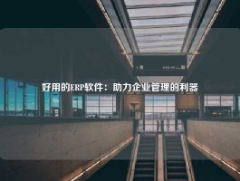 好用的ERP软件：助力企业管理的利器