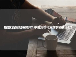 婚姻档案证明在哪开？申请流程和注意事项是什么？