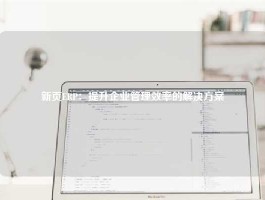 新页ERP：提升企业管理效率的解决方案