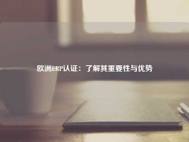 欧洲ERP认证：了解其重要性与优势