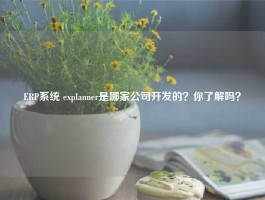 ERP系统 explanner是哪家公司开发的？你了解吗？