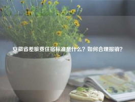 安徽省差旅费住宿标准是什么？如何合理报销？