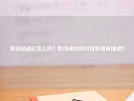 背调没通过怎么办？如何成功应对背景调查挑战？
