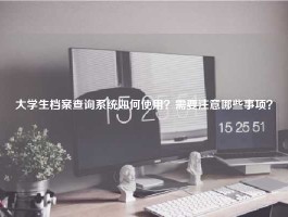 大学生档案查询系统如何使用？需要注意哪些事项？