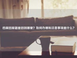 档案回原籍是回到哪里？如何办理和注意事项是什么？