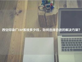 西安印染厂ERP系统多少钱，如何选择合适的解决方案？