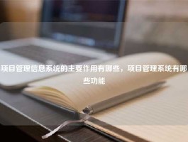 项目管理信息系统的主要作用有哪些，项目管理系统有哪些功能