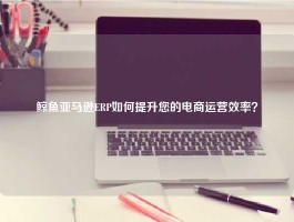 鲸鱼亚马逊ERP如何提升您的电商运营效率？