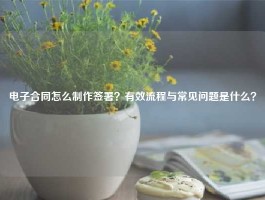 电子合同怎么制作签署？有效流程与常见问题是什么？