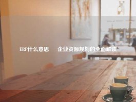 ERP什么意思 – 企业资源规划的全面解读
