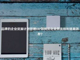 品牌的企业资源计划管理ERP如何优化业务流程和提高效率？