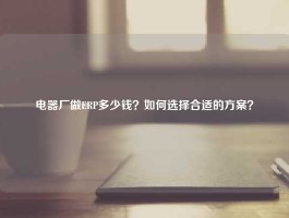 电器厂做ERP多少钱？如何选择合适的方案？