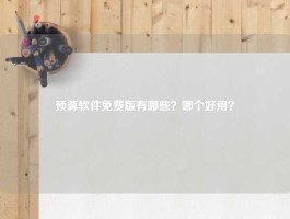 预算软件免费版有哪些？哪个好用？