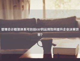 管理会计框架体系可包括ERP的运用如何提升企业决策效率？